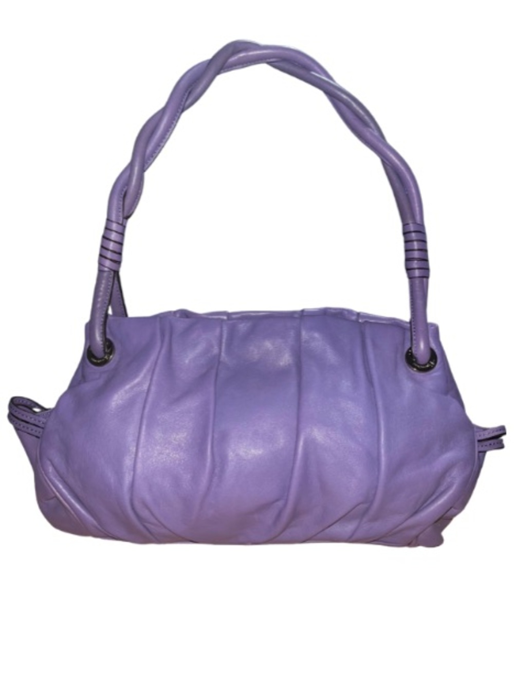 ✨$278! Y2K Vintage B. Makowsky Lavender Nappa Ruched Leather Hobo - Like New!